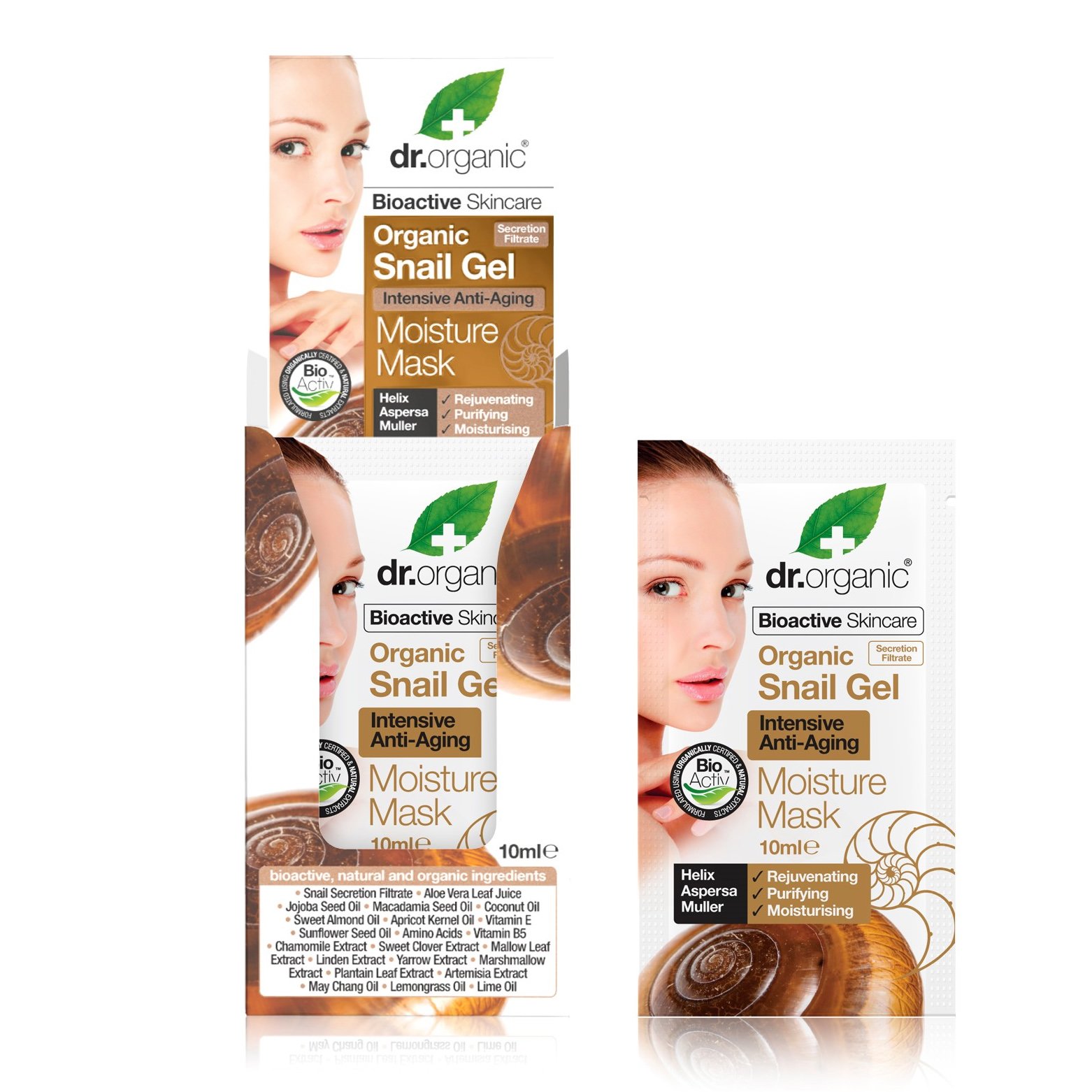 Dr Organic Snail Gel Intensive Anti-Aging Moisture Mask Εντατική Μάσκα Αντιγήρανσης και Ενυδάτωσης 10ml