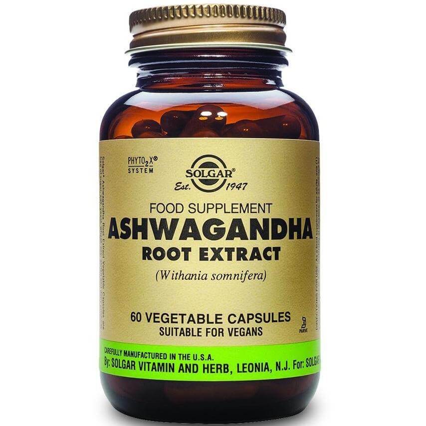 Solgar Food Supplement Ashwagandha Root Extract Συμπλήρωμα Διατροφής με Αντιμικροβιακή & Αντιφλεγμονώδη Δράση 60veg.caps