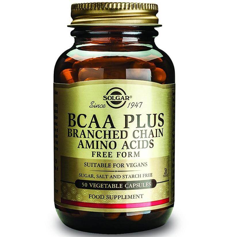 Solgar BCAA Plus Branched Chain Amino Acids Συμπλήρωμα Διατροφής για Αποκατάσταση του Μυικού Ιστού Ιδανικό Για Αθλητές 50veg.caps