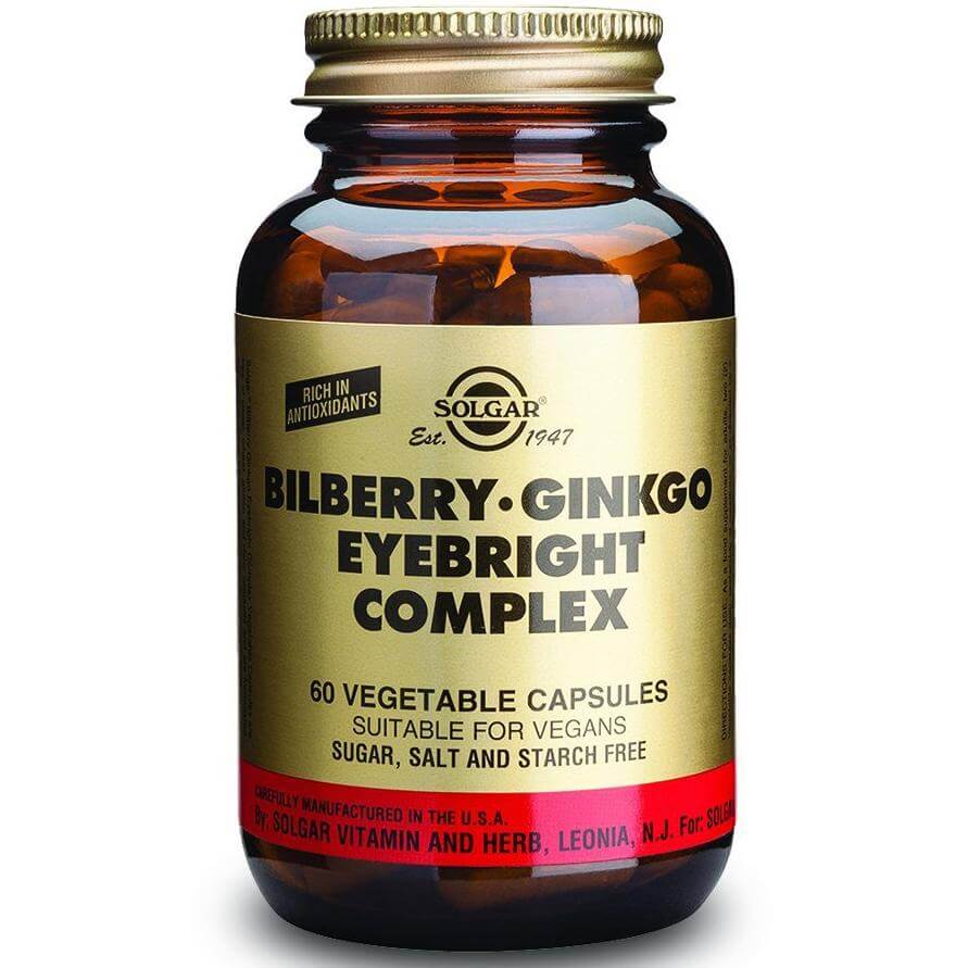 Solgar Bilberry Ginkgo Eyebright Complex Συμπλήρωμα Διατροφής με Πολλαπλά Οφέλη στην Διατήρηση της Υγείας των Ματιών 60veg.caps