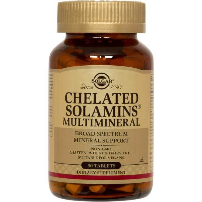 Solgar Chelated Solamins Multimineral Συμπλήρωμα Διατροφής με Συνδυασμό Όλων των Απαραίτητων Μετάλλων & Ιχνοστοιχείων 90 tabs