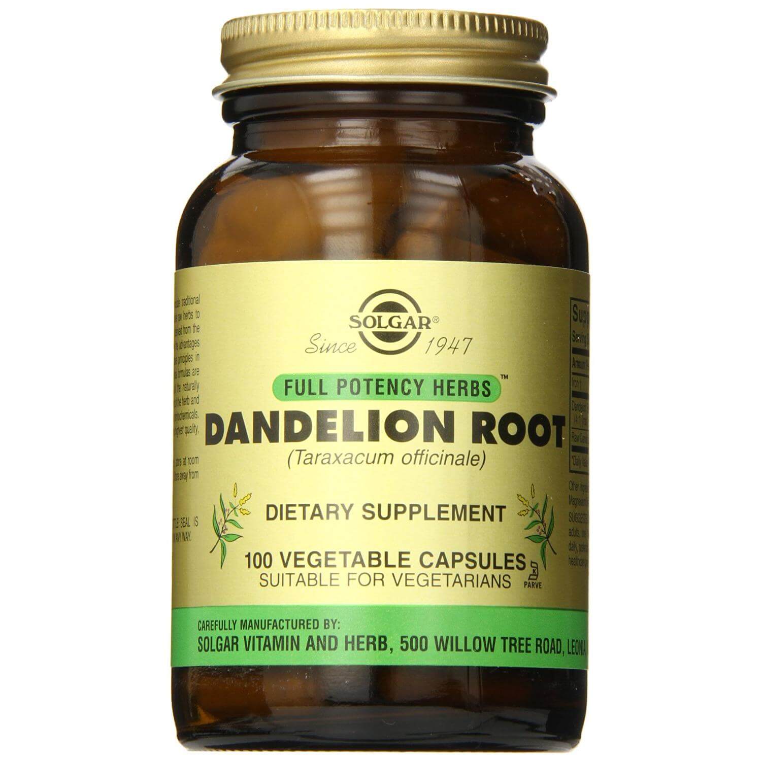 Solgar Dandelion Root Συμπλήρωμα Διατροφής Κατάλληλο για την Αποτοξίνωση του Ήπατος & της Χοληδόχου Κύστεως 100 veg.caps