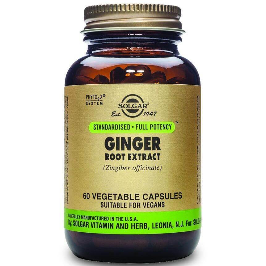 Solgar Sfp Ginger Root Extract Συμπλήρωμα Διατροφής Χρήσιμο σε Πεπτικές Διαταραχές του Οργανισμού 60veg.caps