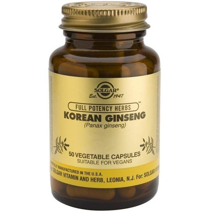 Solgar Korean Ginseng Συμπλήρωμα Διατροφής Ισχυρό Τονωτικό Ιδιαίτερα Χρήσιμο σε Αθλητές & Δραστήρια Άτομα 50veg.caps