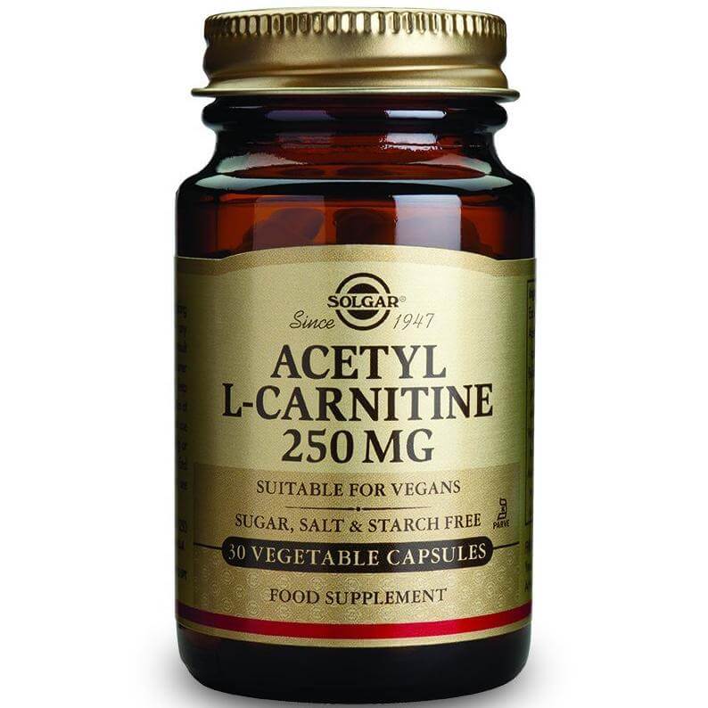Solgar Acetyl-L-Carnitine 250mg Συμπλήρωμα Διατροφής για την Βελτίωση της Μνήμης & της Διανοητικής Εγρήγορσης 30veg.caps