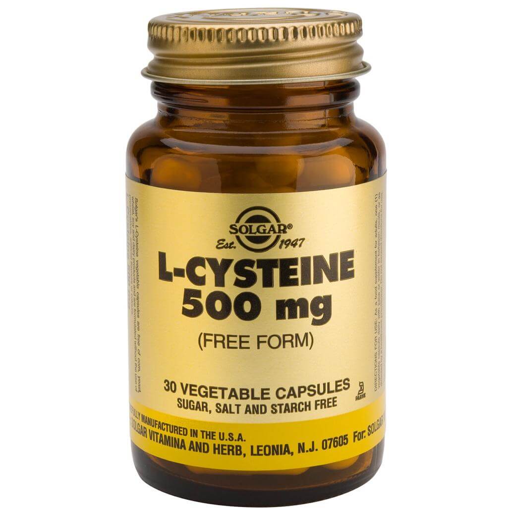 Solgar L-Cysteine 500mg Συμπλήρωμα Διατροφής που Συμβάλλει στην Παραγωγή Κερατίνης απο τον Οργανισμό 30veg.caps