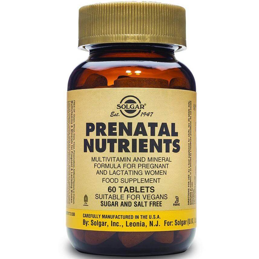 Solgar Prenatal Nutrients Συμπλήρωμα Διατροφής Ιδανικό για την Κάλυψη των Ενεργειακών Αναγκών της Γυναίκας στην Εγκυμοσύνη – 60 Tabs