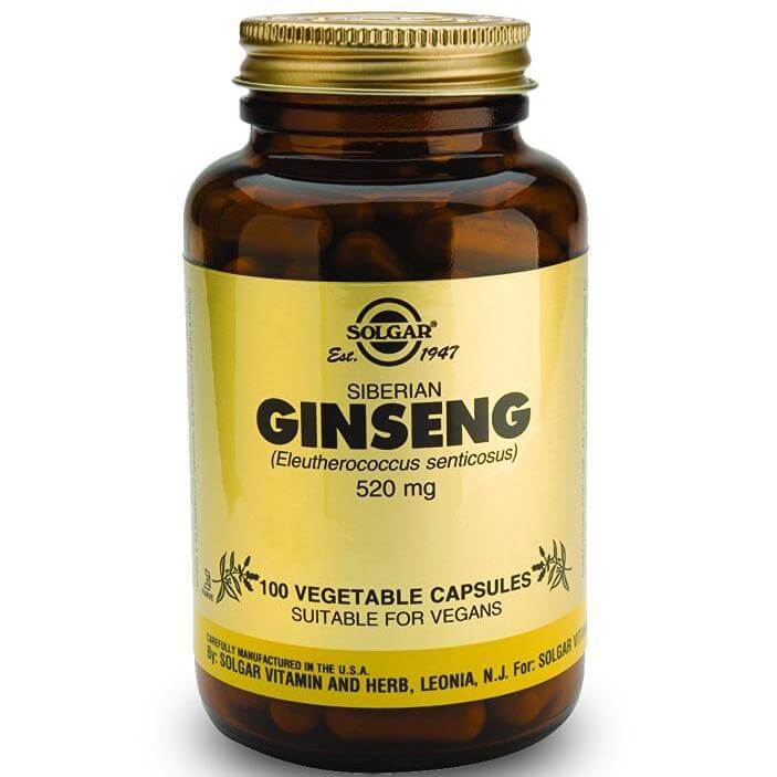 Solgar Siberian Ginseng 520mg Συμπλήρωμα Διατροφής Ενισχύει το Κεντρικό Νευρικό Σύστημα & την Άμυνα του Οργανισμού 100veg.caps
