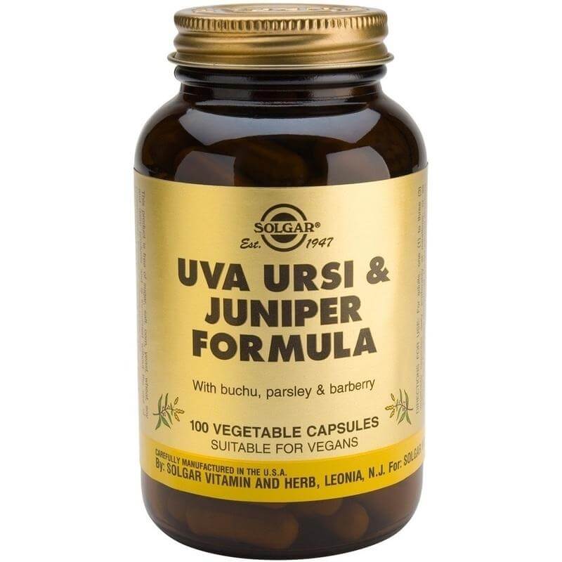 Solgar Uva Ursi & Juniper Formula Συμπλήρωμα Διατροφής, Ένας Συνδυασμός Βοτάνων με Διουρητική & Αντισηπτική Δράση 100veg.caps