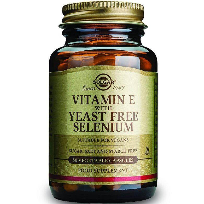 Solgar Vitamin E With Yeast-Free Selenium Συμπλήρωμα Διατροφής Βιταμίνης Ε σε Συνδυασμό με Σελήνιο veg.caps – 50 veg.caps