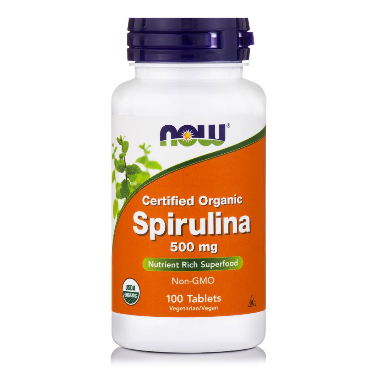 Now Now Foods Spirulina 500mg Organic Σπιρουλίνα για Τόνωση, Πηγή Πρωτεΐνης με Αντιοξειδωτική Δράση 100tabs