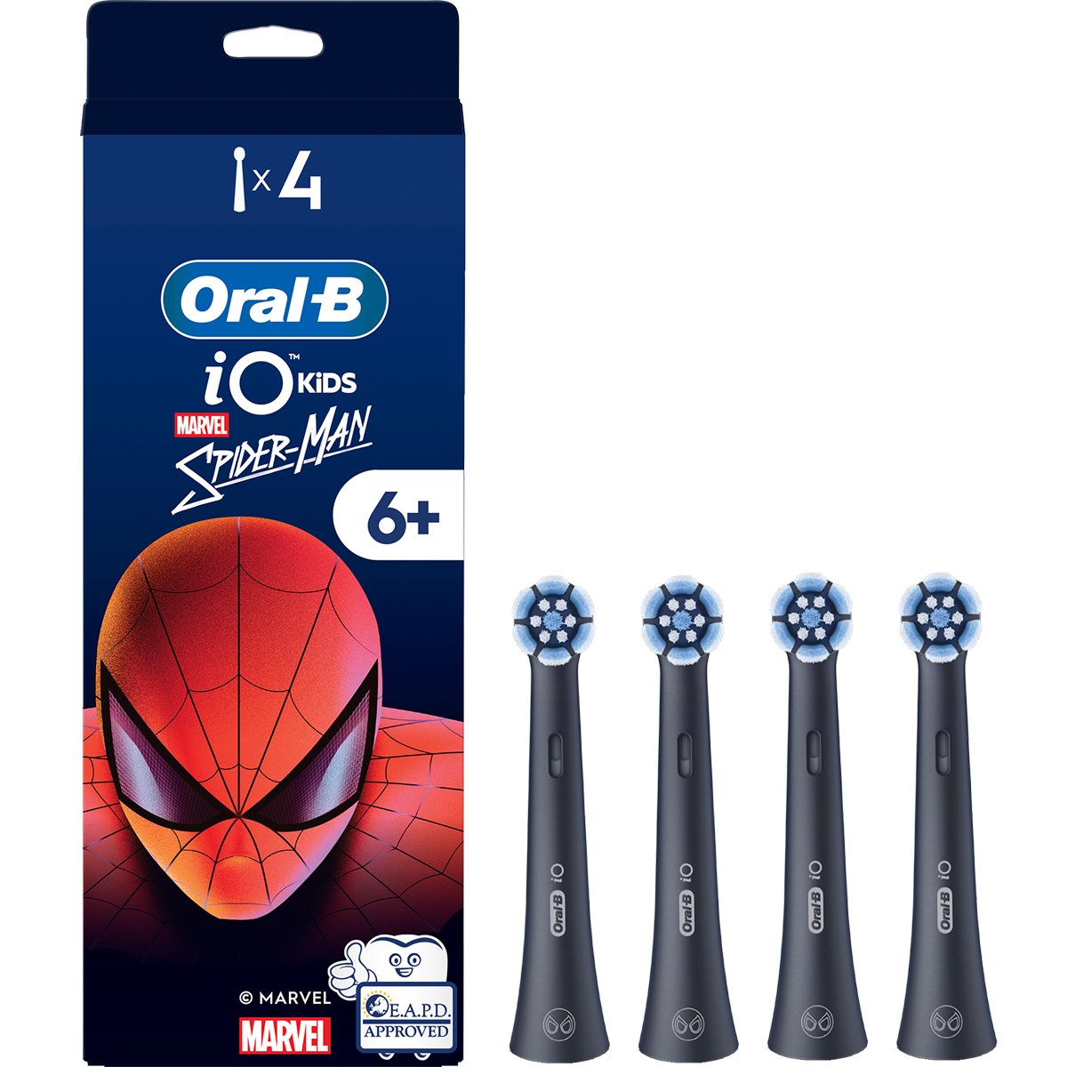 Oral-B Oral-B iO Kids Spiderman 6+ Electric Toothbrush Replacement Ανταλλακτικές Κεφαλές Παιδικής Ηλεκτρικής Οδοντόβουρτσας με Μαλακές Ίνες Κατάλληλες για τα Δόντια που Κουνιούνται & τα Ούλα 4 Τεμάχια