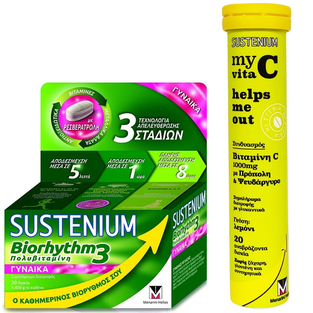 Menarini Πακέτο Προσφοράς Sustenium Biorhythm3 Woman 30caps & My Vita C Helps me out Vitamin C 1000mg 20 effer.tabs