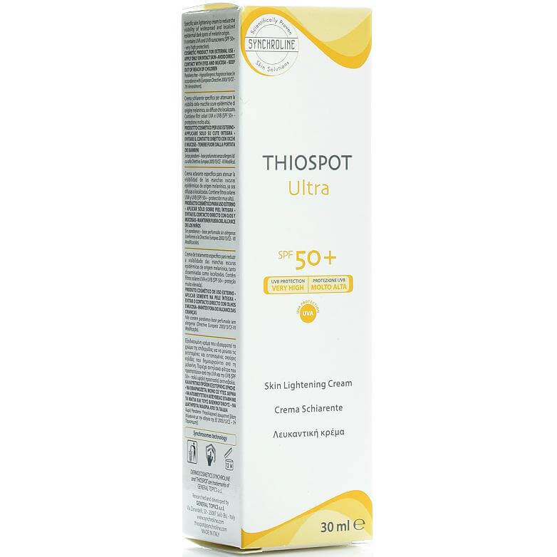 Synchroline Thiospot Ultra Spf50+ Λευκαντική Αντηλιακή Κρέμα Προσώπου Πολύ Υψηλής Προστασίας Κατά των Κηλίδων 30ml