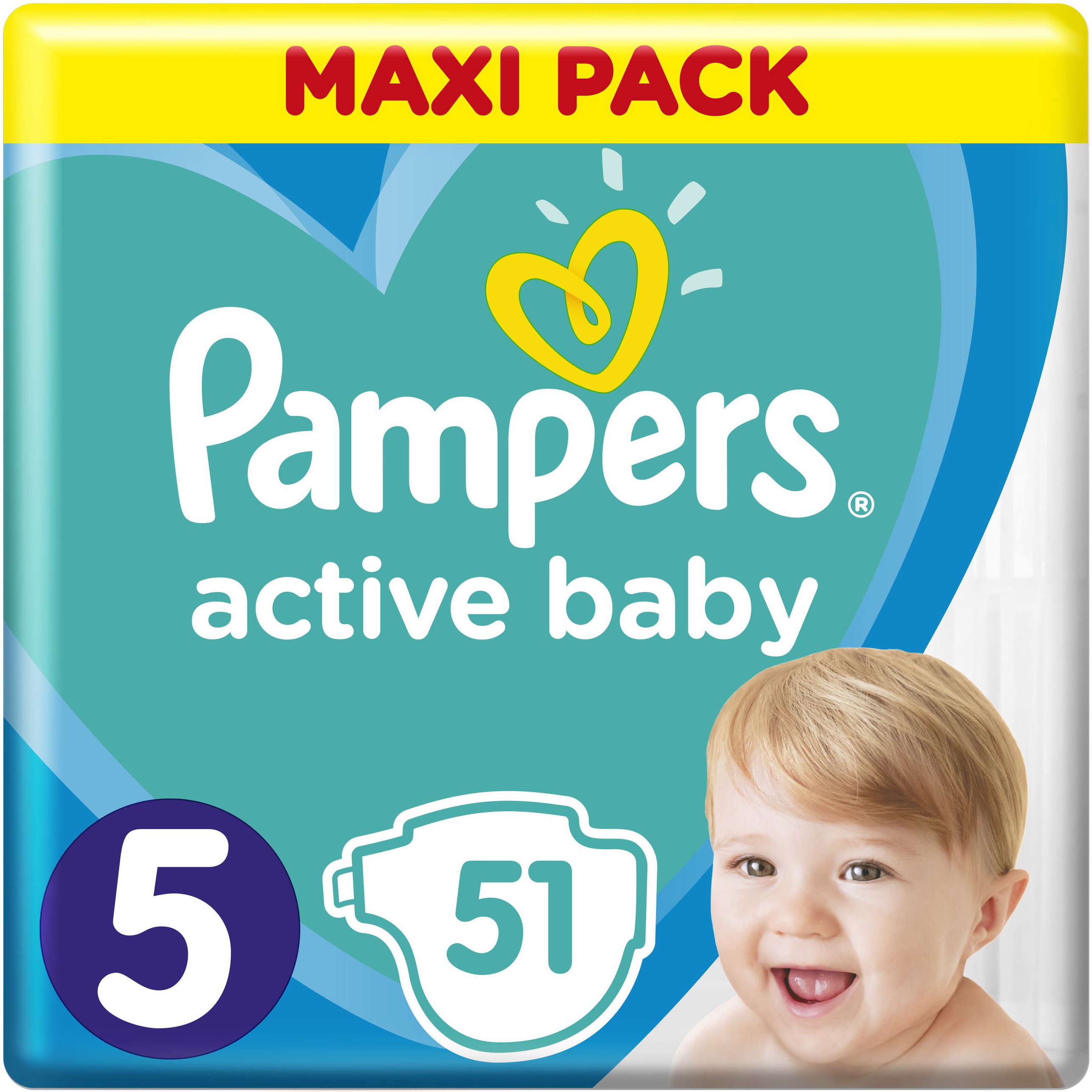 Pampers Active Baby Πάνες Maxi Pack No5 (11-16 kg), 51 Πάνες
