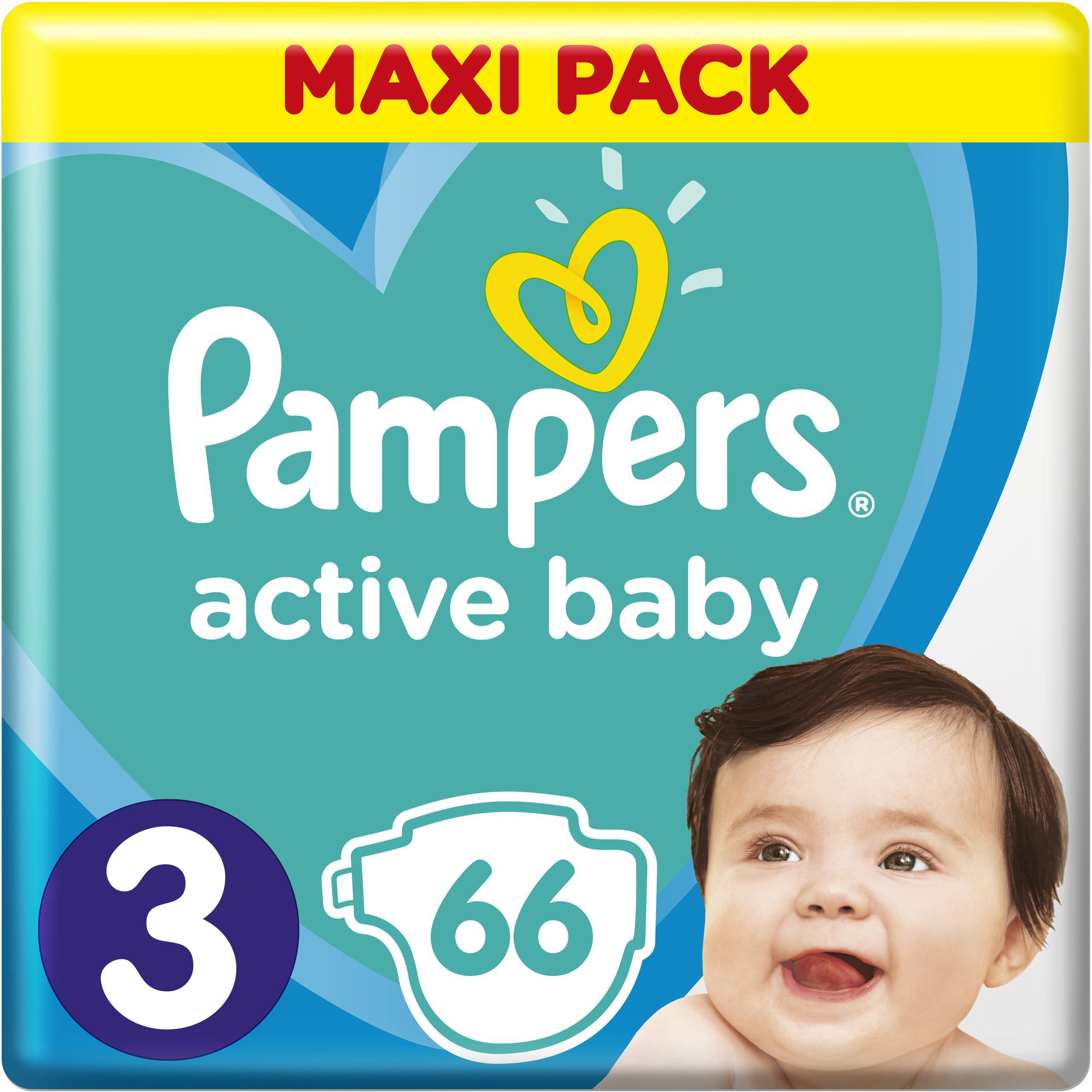Pampers Active Baby Πάνες Maxi Pack No3 (6-10 kg), 66 Πάνες
