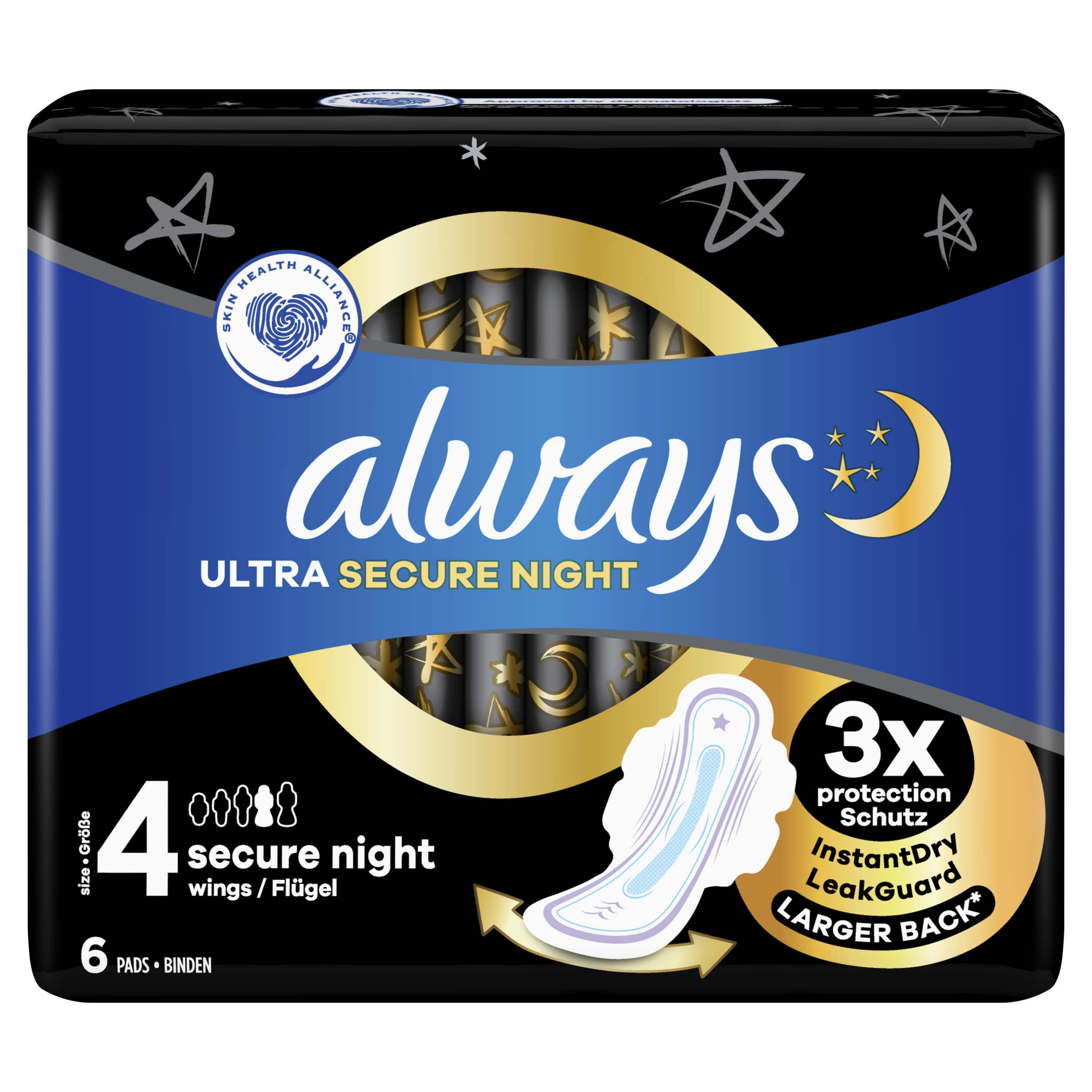 Always Σερβιέτες Ultra Secure Night Σερβιέτες για Αίσθηση Καθαριότητας & Φρεσκάδας για Μέχρι & 8 Ώρες 6 τεμάχια