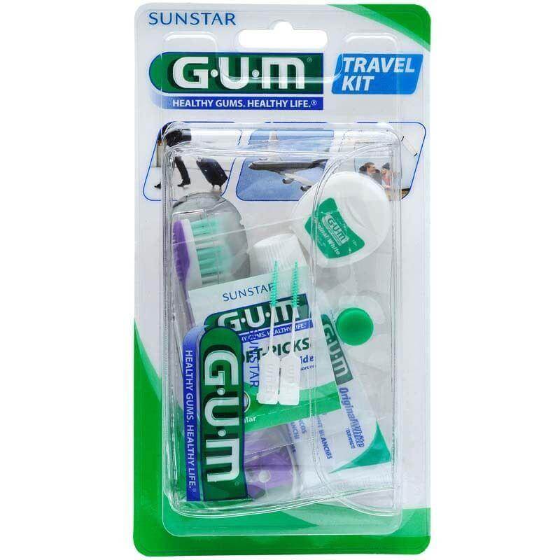 Gum Travel Kit Σετ Ταξιδιού με Οδοντόβουρτσα, Οδοντόκρεμα και Οδοντικό Νήμα (156) – γαλάζιο