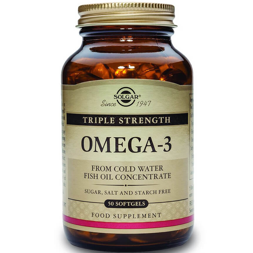 Solgar Omega-3 Triple Strength Συμπλήρωμα Διατροφής με Υψηλή Δόση Πολυακόρεστων EPA και DHA 50softgels