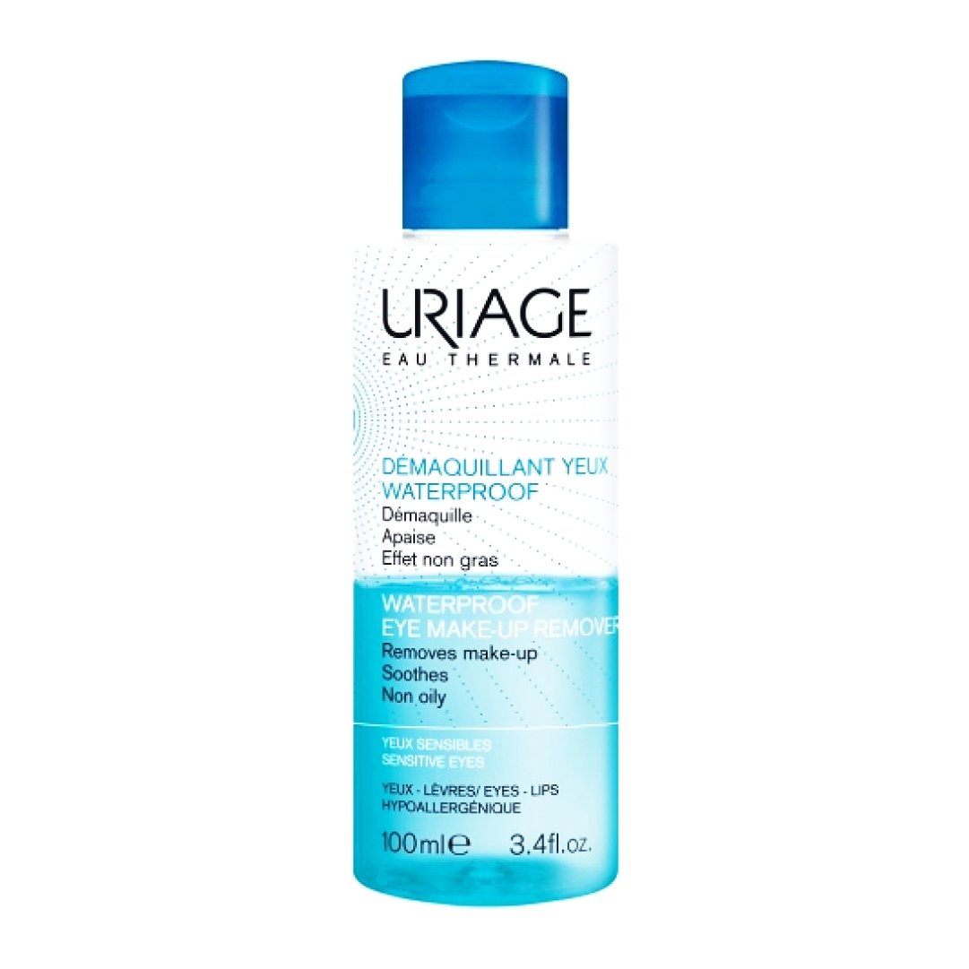 Uriage Eau Thermale Waterproof Eye Make-Up Remover Αφαιρεί Γρήγορα Ακόμα και το πιο Επίμονο Μακιγιάζ 100ml