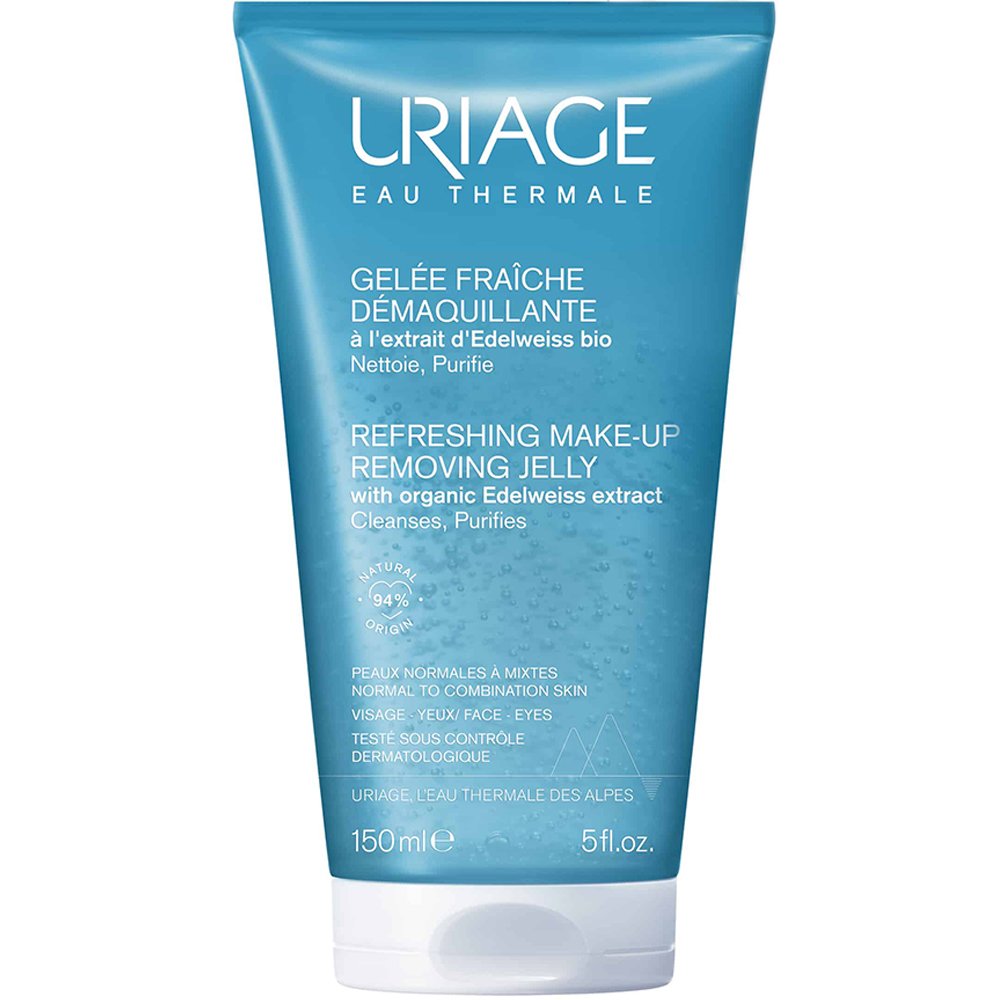 Uriage Refreshing Make-up Removing Jelly Αναζωογονητικό Gel Καθαρισμού & Ντεμακιγιαζ Προσώπου, Ματιών για Κανονικές, Μικτές Επιδερμίδες 150ml