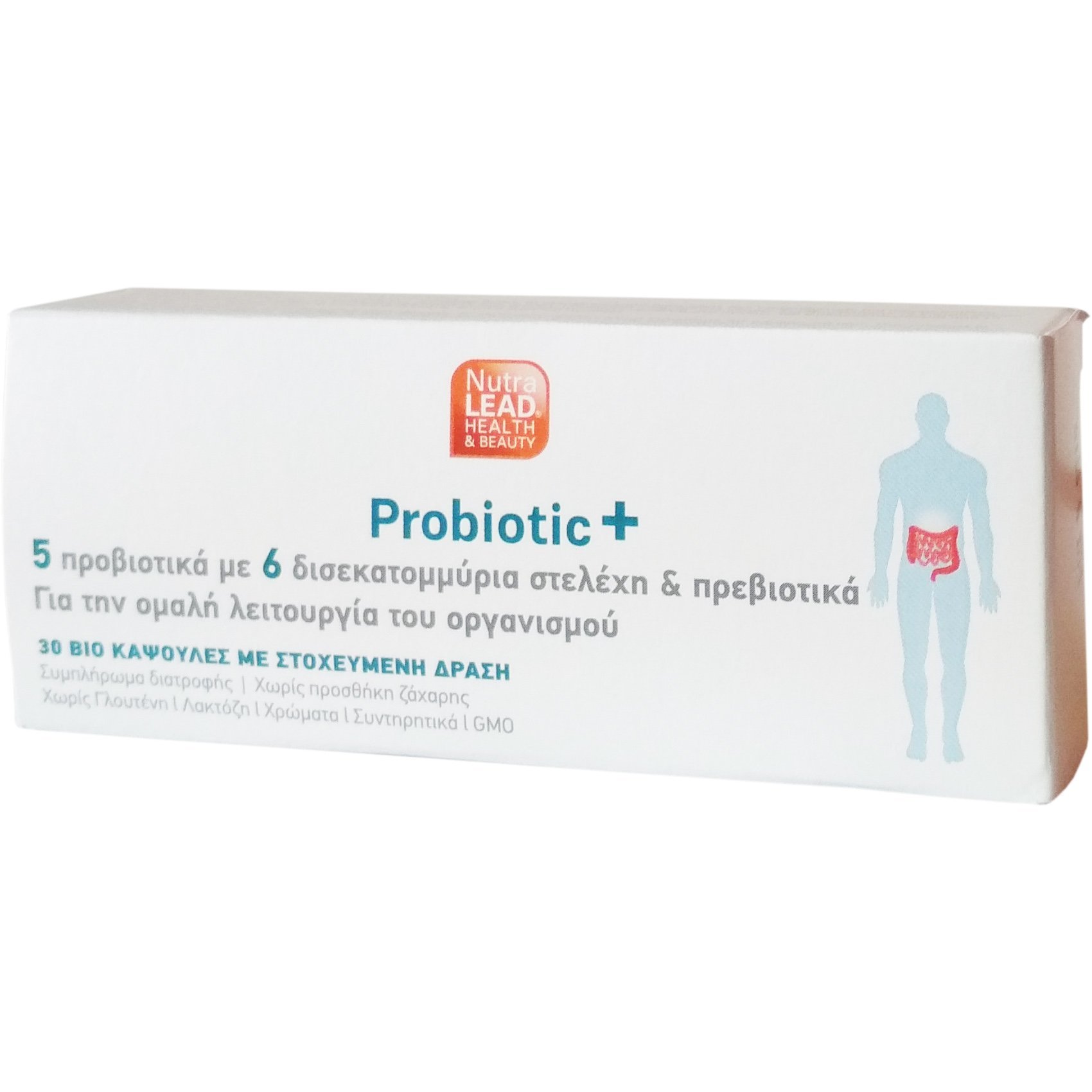 NutraLead Probiotic+ Συμπλήρωμα Διατροφής για την Ομαλή Λειτουργία του Εντέρου & την Αποκατάσταση της Εντερικής Χλωρίδας 30 Caps