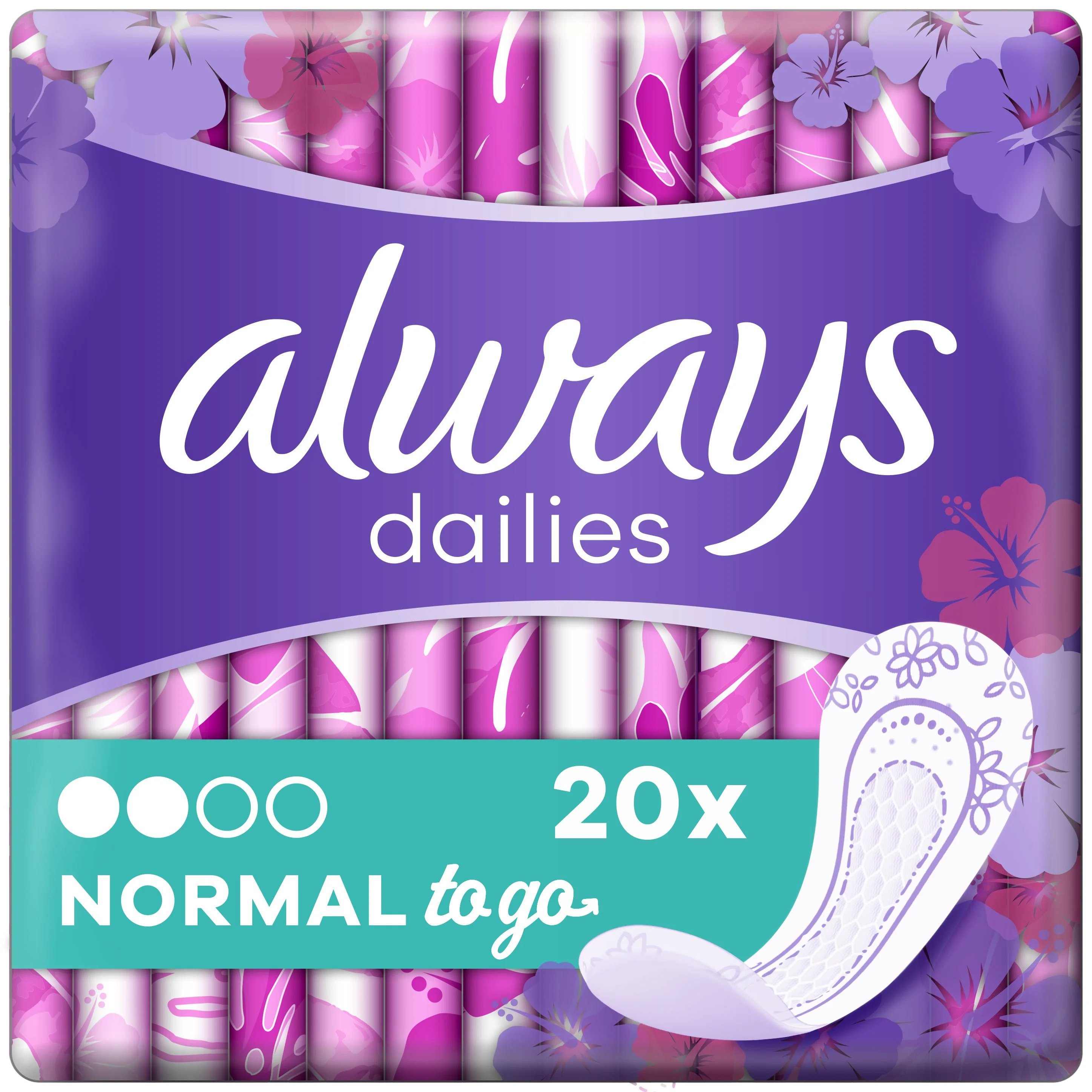 Always Dailies Normal to Go Σερβιετάκια Κανονικής Ροής για Φρεσκάδα που Διαρκεί 20 Τεμάχια