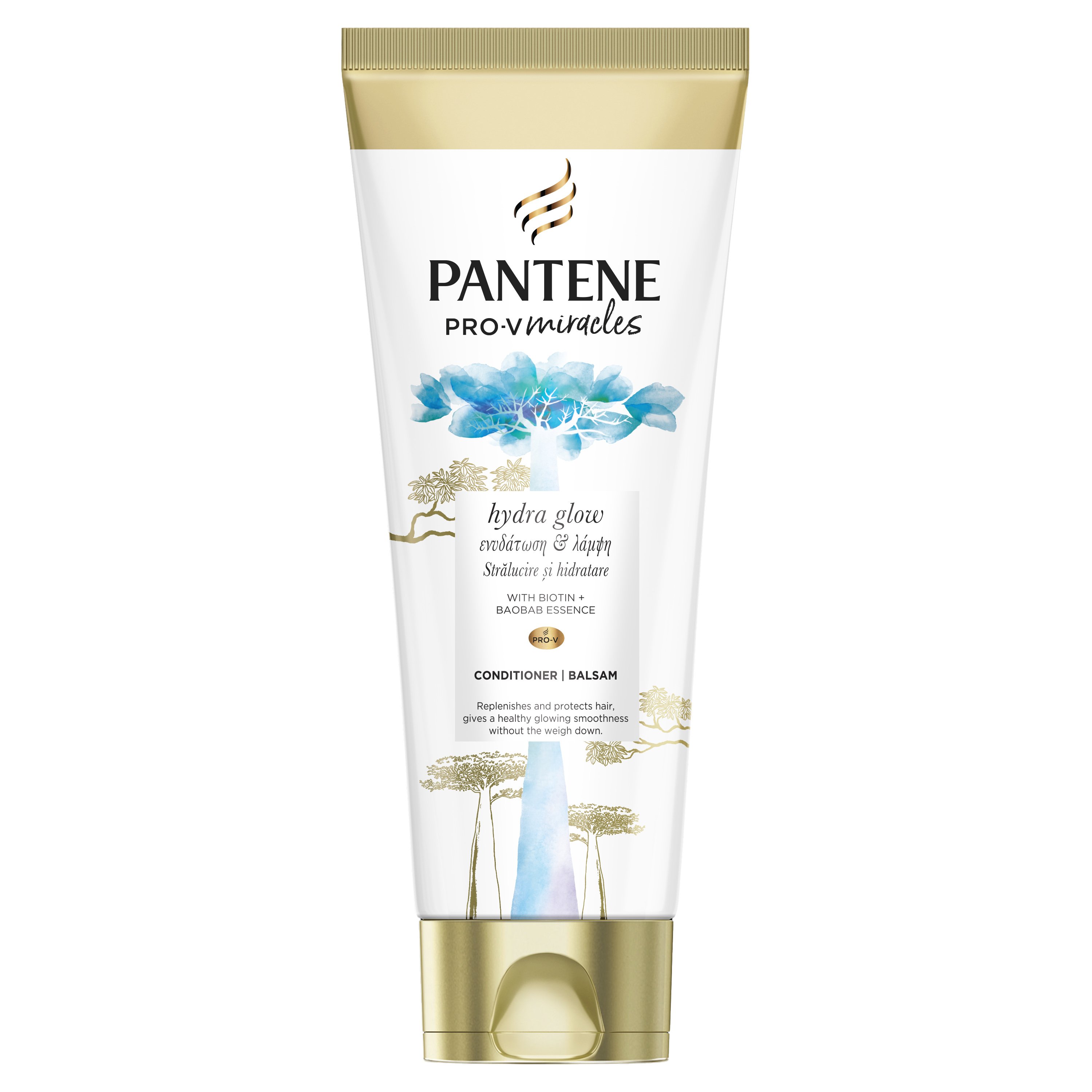 Pantene Pro-V Miracles Hydra Glow Conditioner Balsam with Biotin & Baobab Essence 200ml,Μαλακτική Κρέμα για Ενυδάτωση & Λάμψη με Βιοτίνη & Έλαιο Baoba, Ιδανική για Ξηρά Μαλλιά