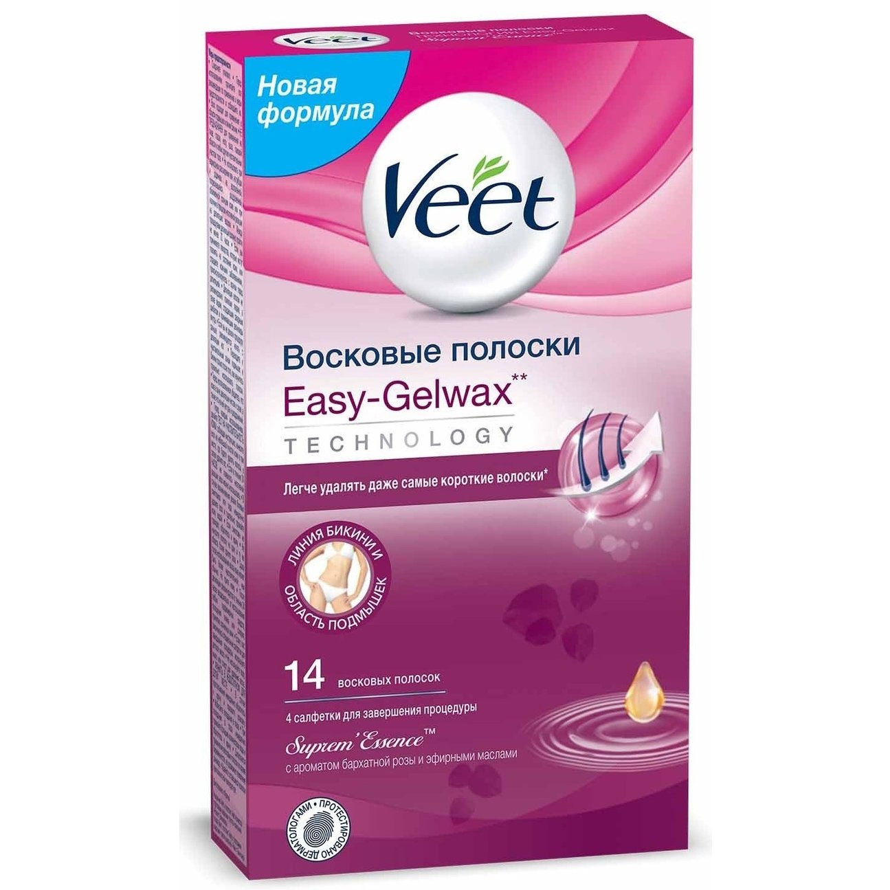 Veet Suprem Essence Απαλή Αποτρίχωση για Μασχάλες, Μπικίνι 14 Αποτριχωτικές Ταινίες