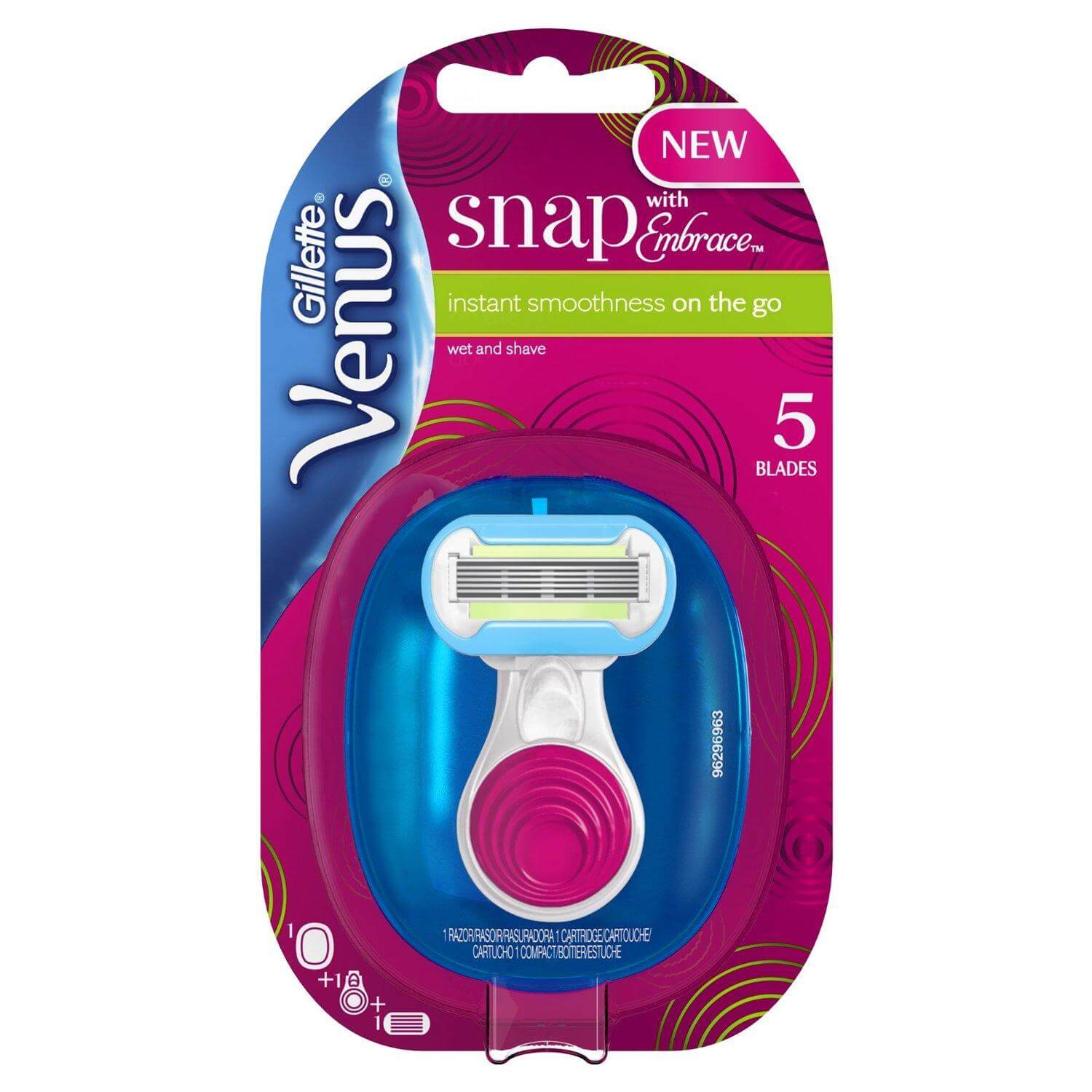 Gillette Venus Snap with Embrace Φορητή Γυναικεία Ξυριστική Μηχανή σε Θήκη Μεταφοράς 1 Μηχανή & 1 Ανταλλακτικό