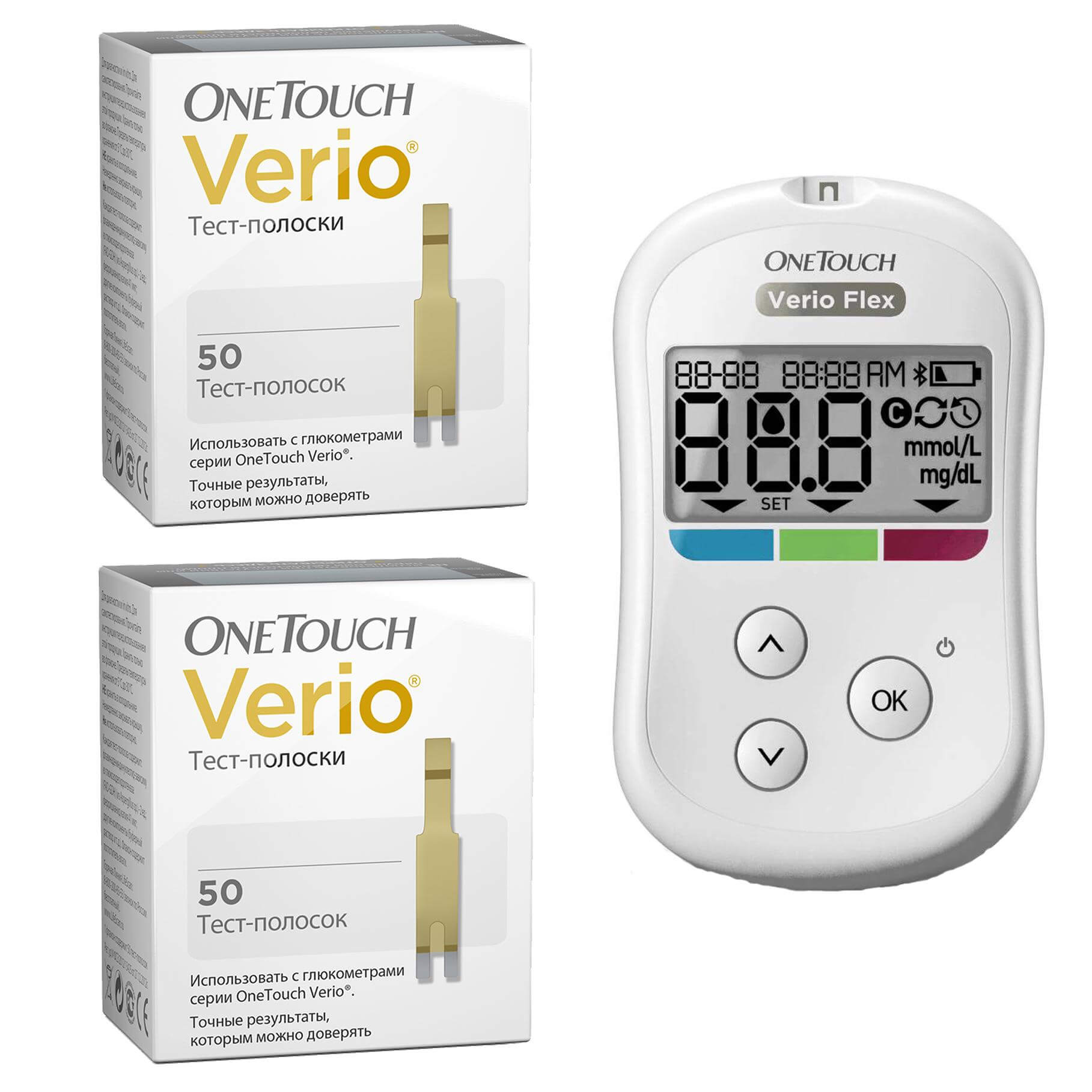 LifeScan Πακέτο Προσφοράς OneTouch Verio Test Strips Ταινίες 2 x 50τμχ & Δώρο OneTouch Verio Flex Συσκευή Μέτρησης Σακχάρου 1Τμχ