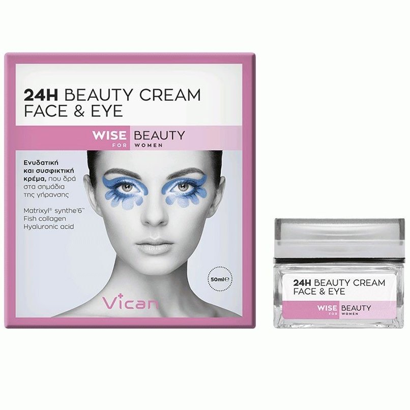 Vican Wise Beauty 24h Beauty Cream Face & Eye Ενυδατική & Συσφιγκτική Κρέμα Προσώπου-Ματιών, που Δρα στα Σημάδια Γήρανσης 50ml