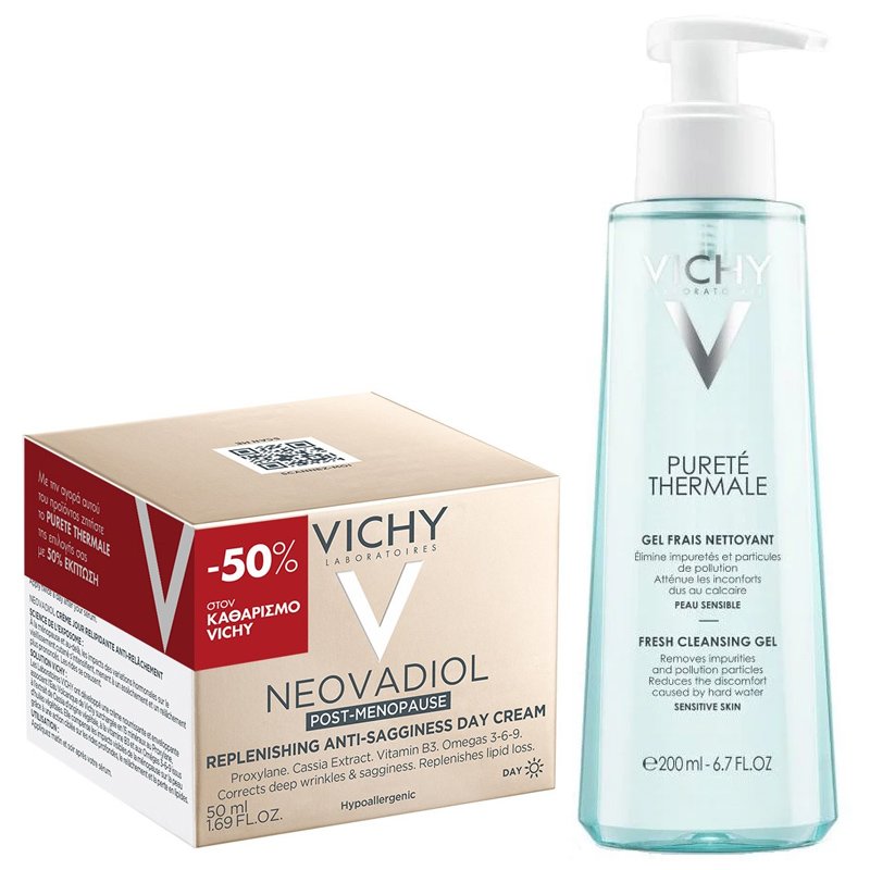 Vichy Πακέτο Προσφοράς Neovadiol Post Menopause Replenishing Anti-Sagginess Day Cream 50ml & Purete Thermale Gel Nettoyant 200ml