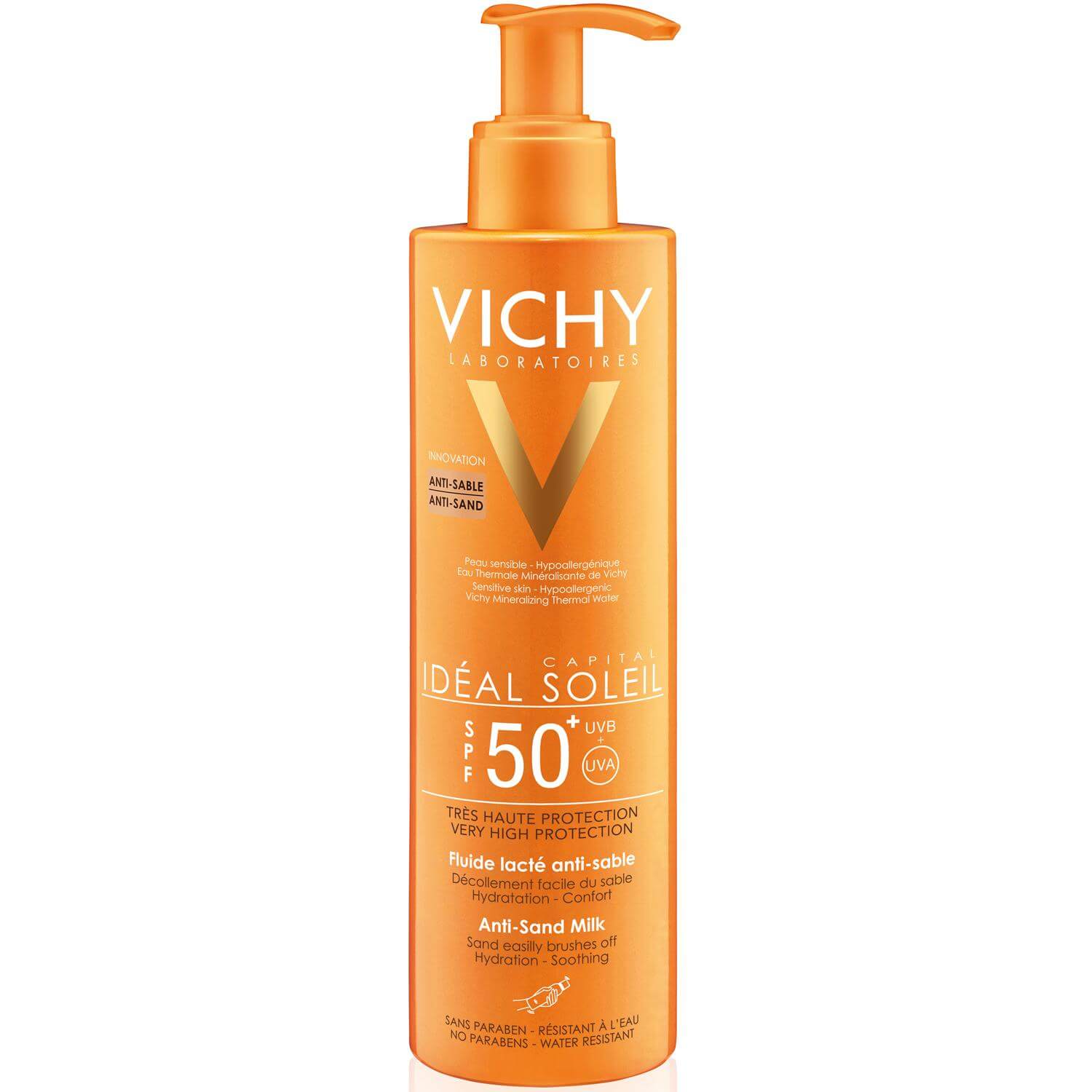 Vichy Ideal Soleil Anti Sand Spf50+ Αντηλιακό Γαλάκτωμα Πολύ Υψηλής Προστασίας για Ευαίσθητη Επιδερμίδα Προσώπου Σώματος 200ml