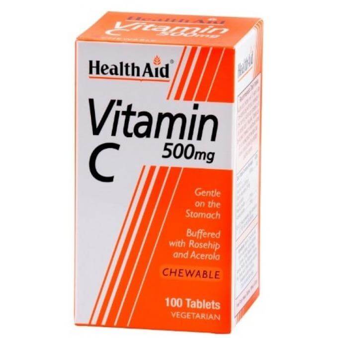 Health Aid Vitamin C 500mg Μασώμενη Βιταμίνη C Με Αντιοξειδωτική Δράση 100 chew. tabs
