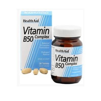 Health Aid Βιταμινη B 50 Complex Σύμπλεγμα Βιταμινών Β 30tabs
