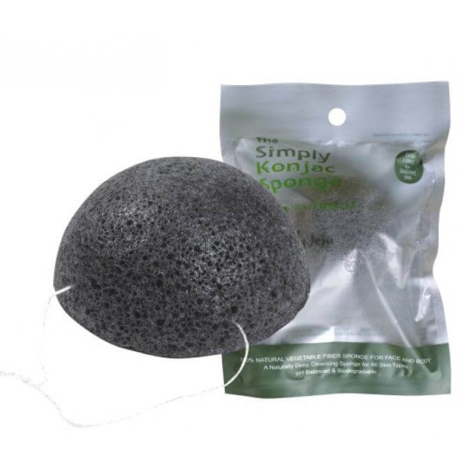Pure Konjac Half Ball Μαύρο Σφουγγάρι 100% από Φυσικό Konjac