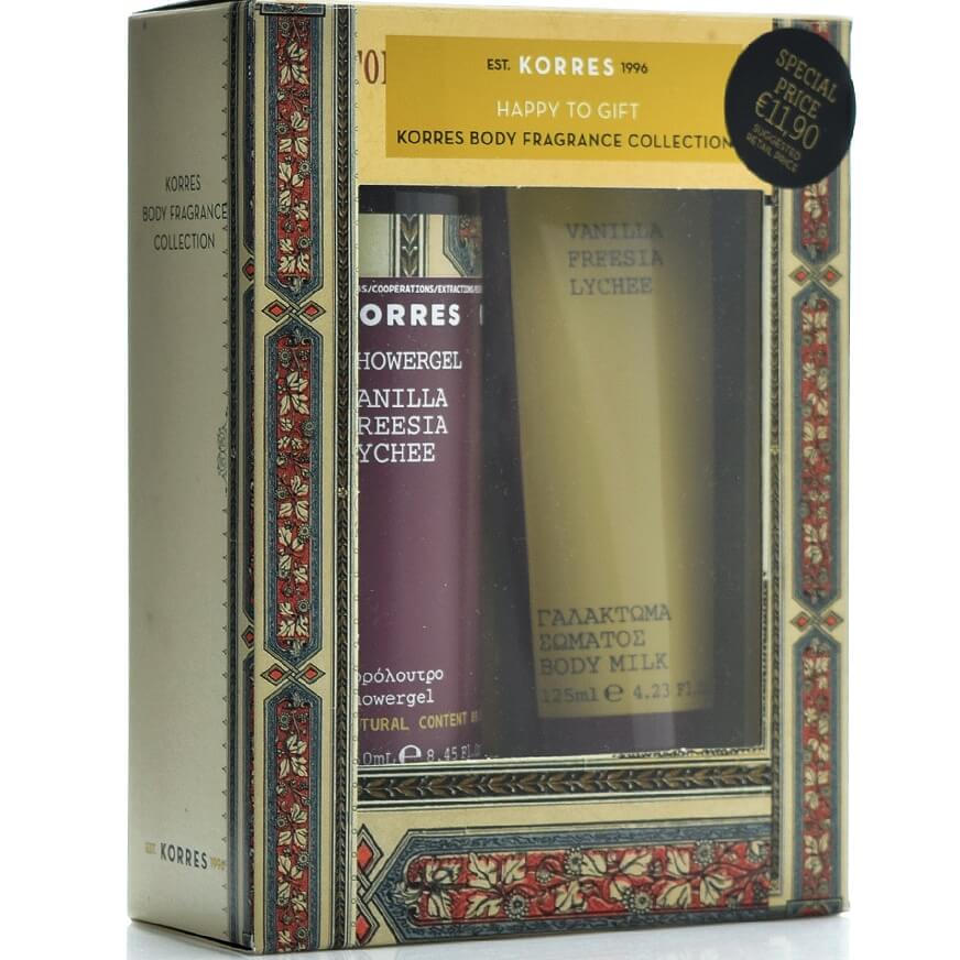 Korres Πακέτο Προσφοράς Vanilla Freesia Lychee Αφρόλουτρο 250ml & Vanilla Freesia Lychee Γαλάκτωμα Σώματος 125ml