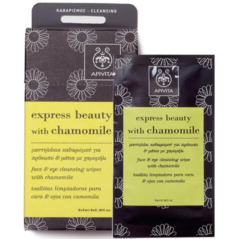 Apivita Express Beauty Mαντηλάκια Καθαρισμού Για Πρόσωπο Και Μάτια Με Χαμομήλι 1τεμ.
