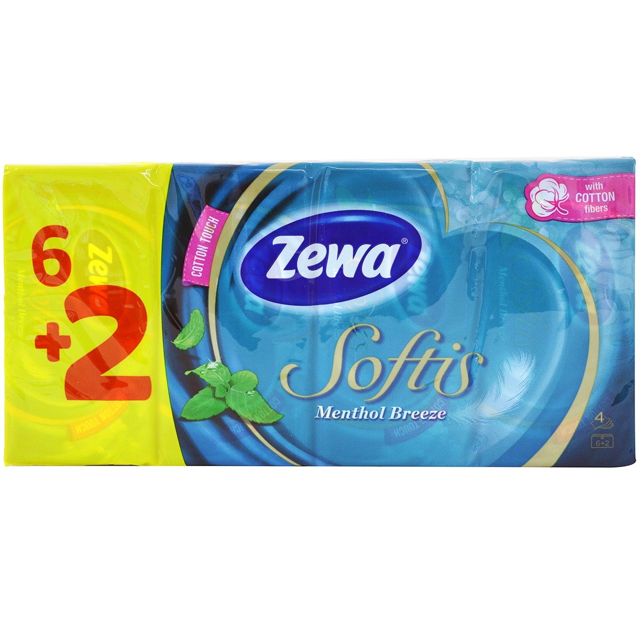 Zewa Softis Menthol Breeze Χαρτομάντηλα Τσέπης, 6+2τμχ
