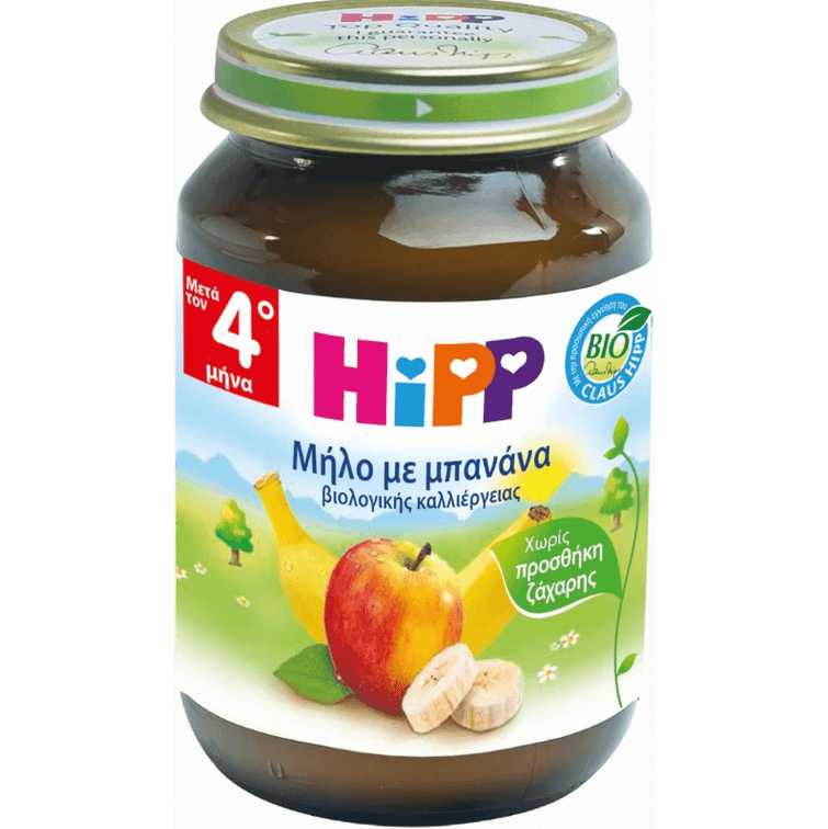 HiPP Βρεφική Φρουτόκρεμα Μήλο με Μπανάνα Μετά τον 4ο Μήνα 190gr