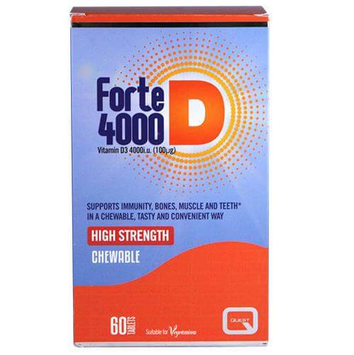 Quest Forte D 4000iu Συμπλήρωμα Διατροφής Βιταμίνη D 60Μασώμενες Ταμπλέτες