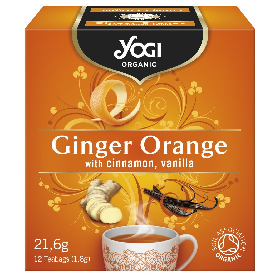 Yogi Tea Ginger Orange with Cinnamon & Vanilla Αφέψημα από Μείγμα Βοτάνων, Μπαχαρικών & Φρούτων Αγιουβέρδα για Ενέργεια & Τόνωση 12 Teabags x 1.8gr