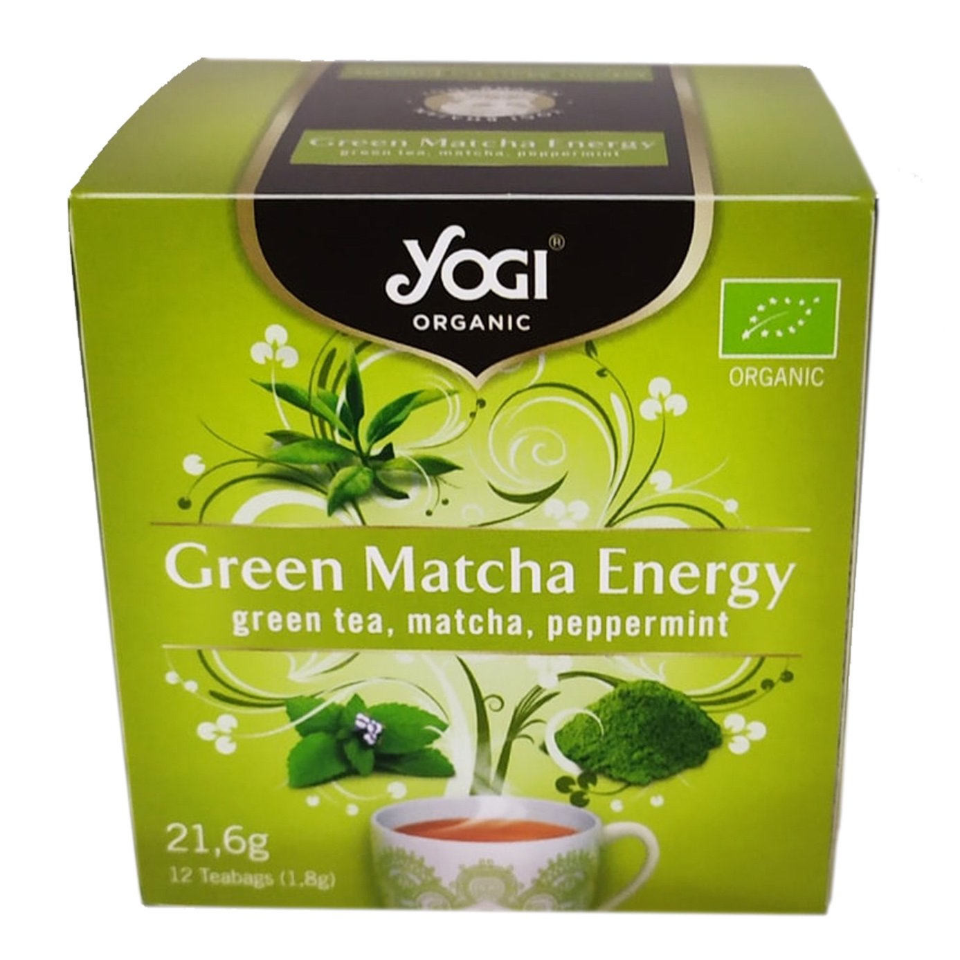 Yogi Tea Green Matcha Energy with Peppermint Αφέψημα από Μείγμα Πράσινου Τσαγιού & Βοτάνων Αγιουβέρδα 12 Teabags x 1.8gr