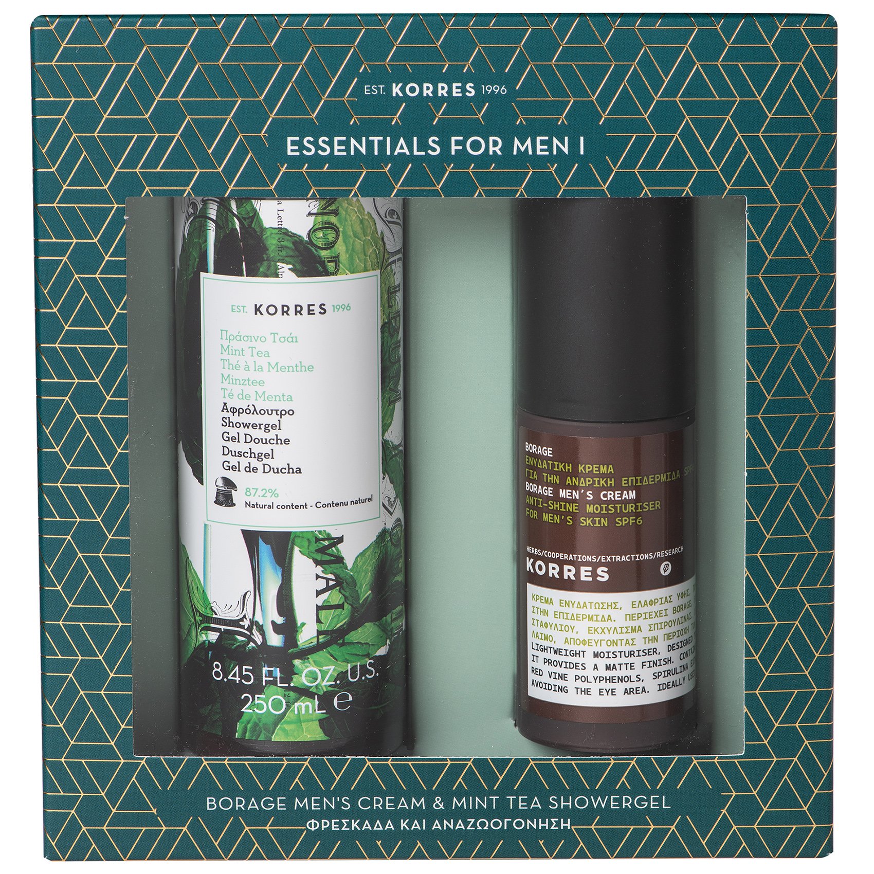 Korres Πακέτο Προσφοράς Borage Men’s Cream Spf6, 50ml & Mint Tea Showergel 250ml σε Ειδική Τιμή