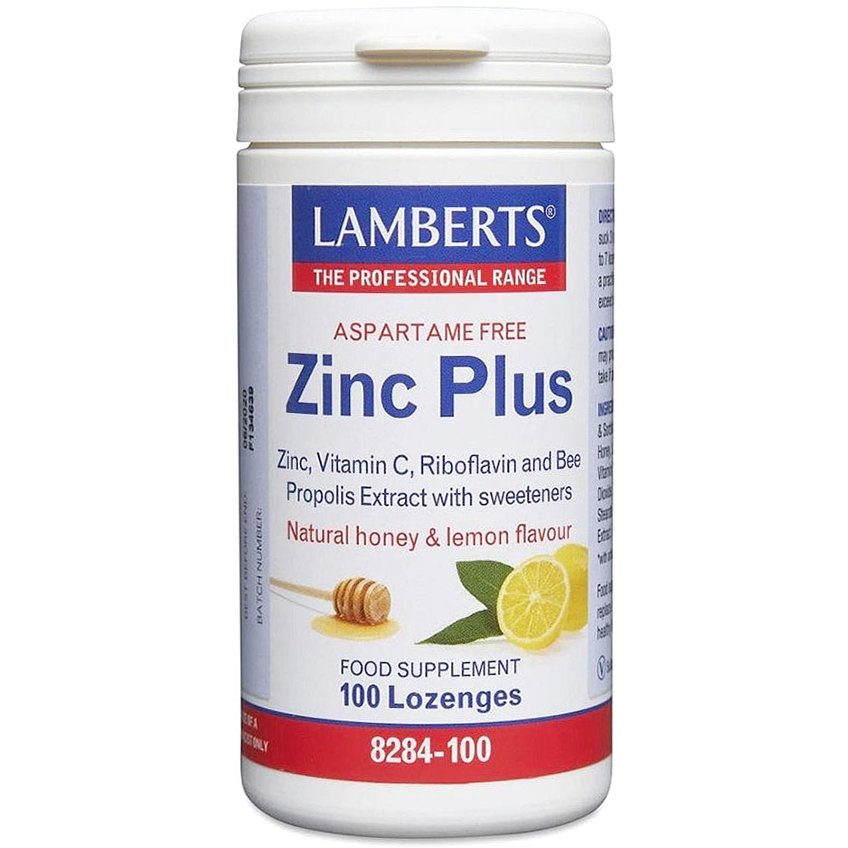 Lamberts Zinc Plus Lozenges Συμπλήρωμα Διατροφής με Βιταμίνη C και Πρόπολη 100tabs