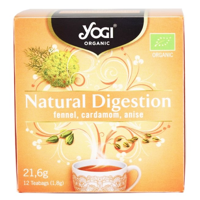 Yogi Tea Natural Digestion with Fennel, Cardamom & Anise Αφέψημα από Μείγμα Βοτάνων & Μπαχαρικών Αγιουβέρδα για την Χώνεψη 12 Teabags x 1.8gr