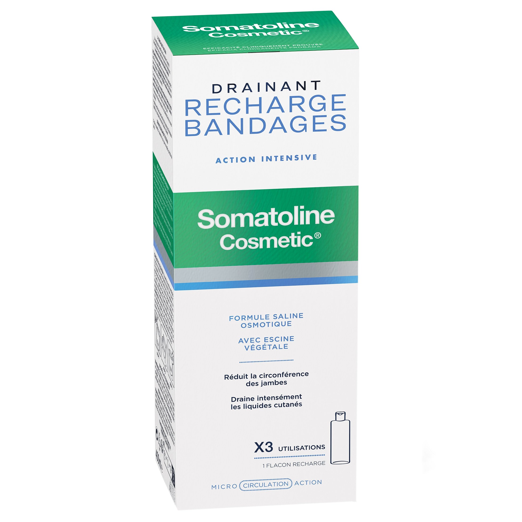 Somatoline Cosmetic Drainant Recharge Bandages Action Intensive Liquid Υγρό Διάλυμα Επαναπλήρωσης για τους Επιδέσμους Αποσυμφόρησης των Ποδιών 400ml