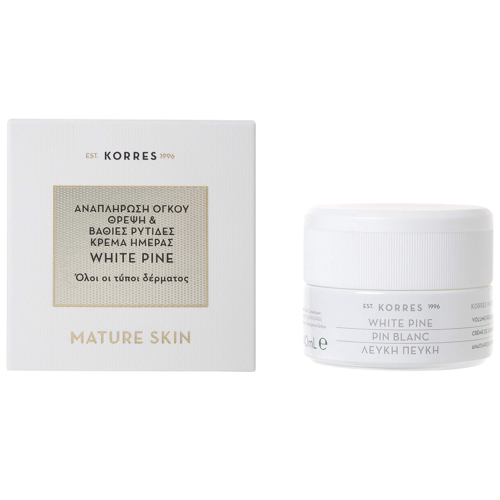 Korres White Pine Day Cream Λευκή Πεύκη Κρέμα Ημέρας Ελαφριάς Υφής για την Αναπλήρωση του Όγκου & της Πυκνότητας 40ml