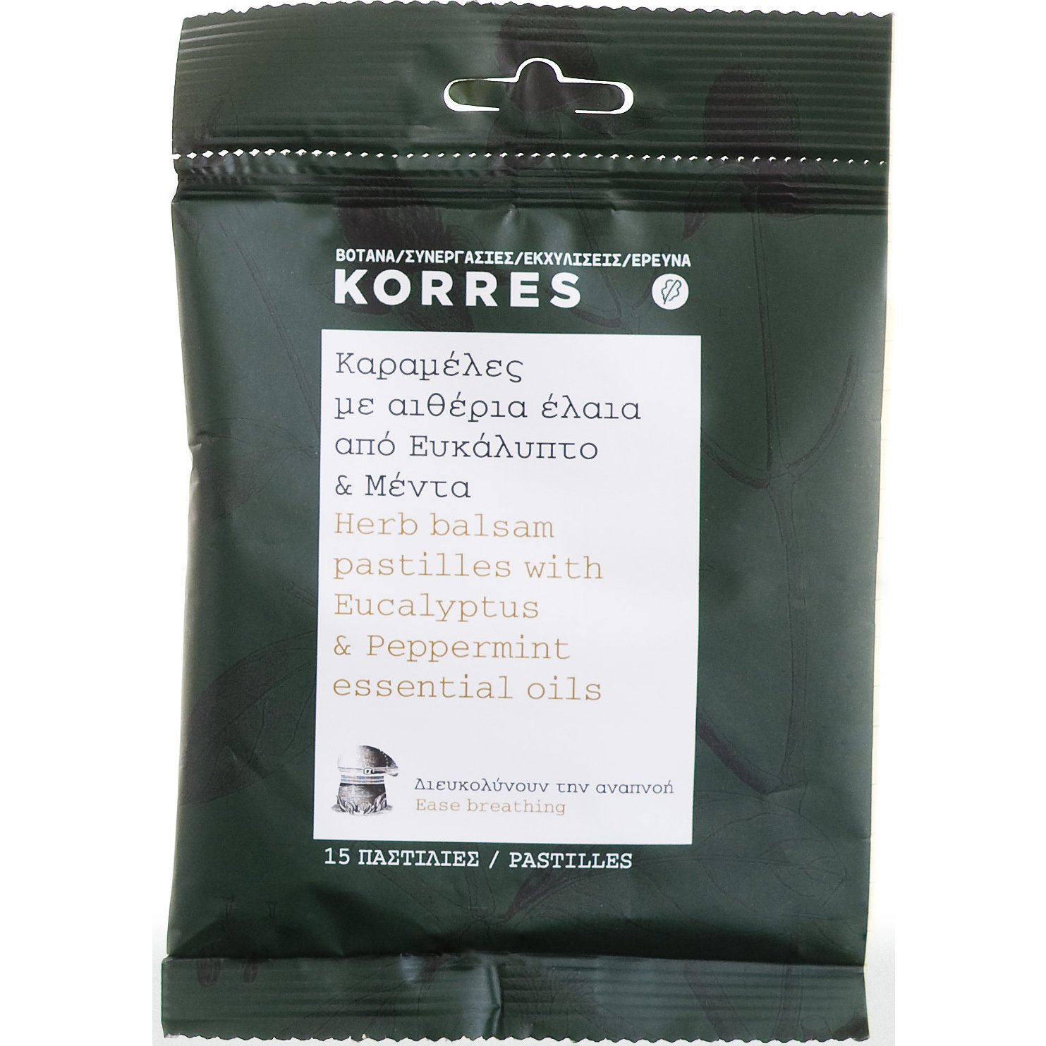 Korres Καραμέλες με Αιθέρια Έλαια Από Ευκάλυπτο & Μέντα 15 Παστίλιες